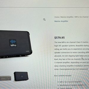 Mpro A1006 amplifier. 6 channel 600 watts. Brand new in sealed box.